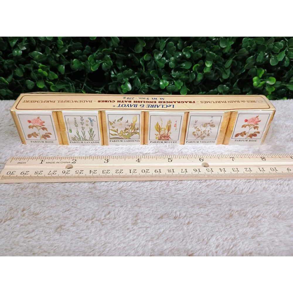 LeClaire & Bayot Fragrance English Bath Cubes 6pc Set Rose Lavender Gardenia 9oz